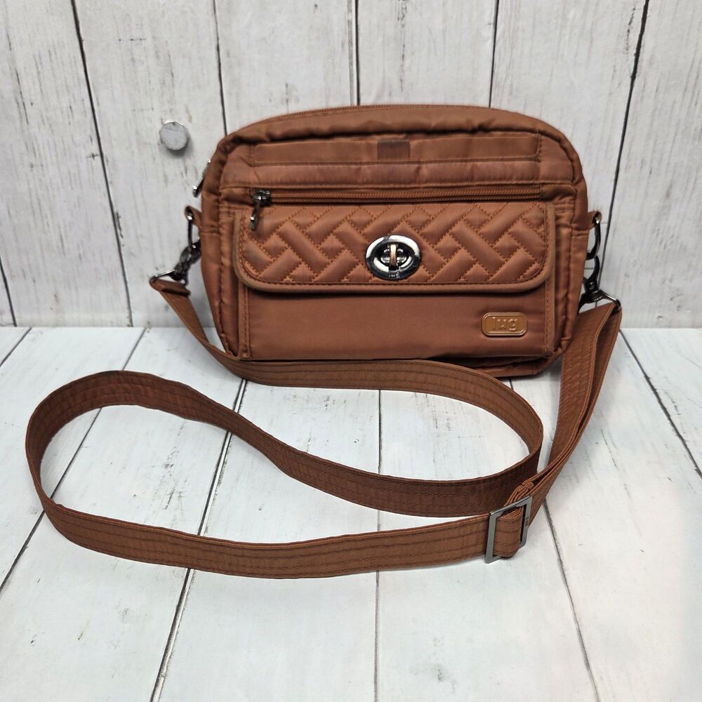 Lug Switch Convertible Crossbody Bag Purse Nylon Rust Color RFID *Stained*